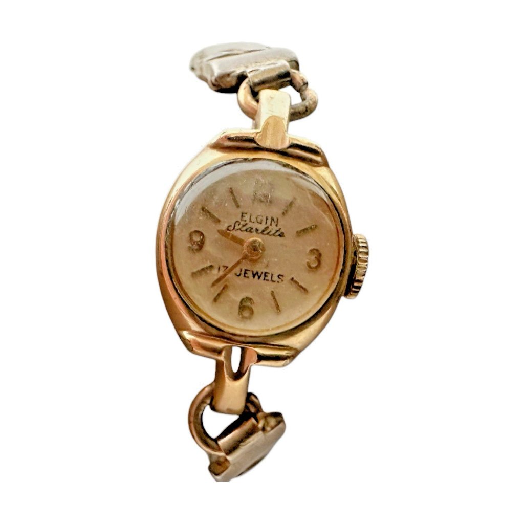 Vintage Elgin Starlite 17-Jewel Women Wristwatch Gold Silver Tone Stainless Back